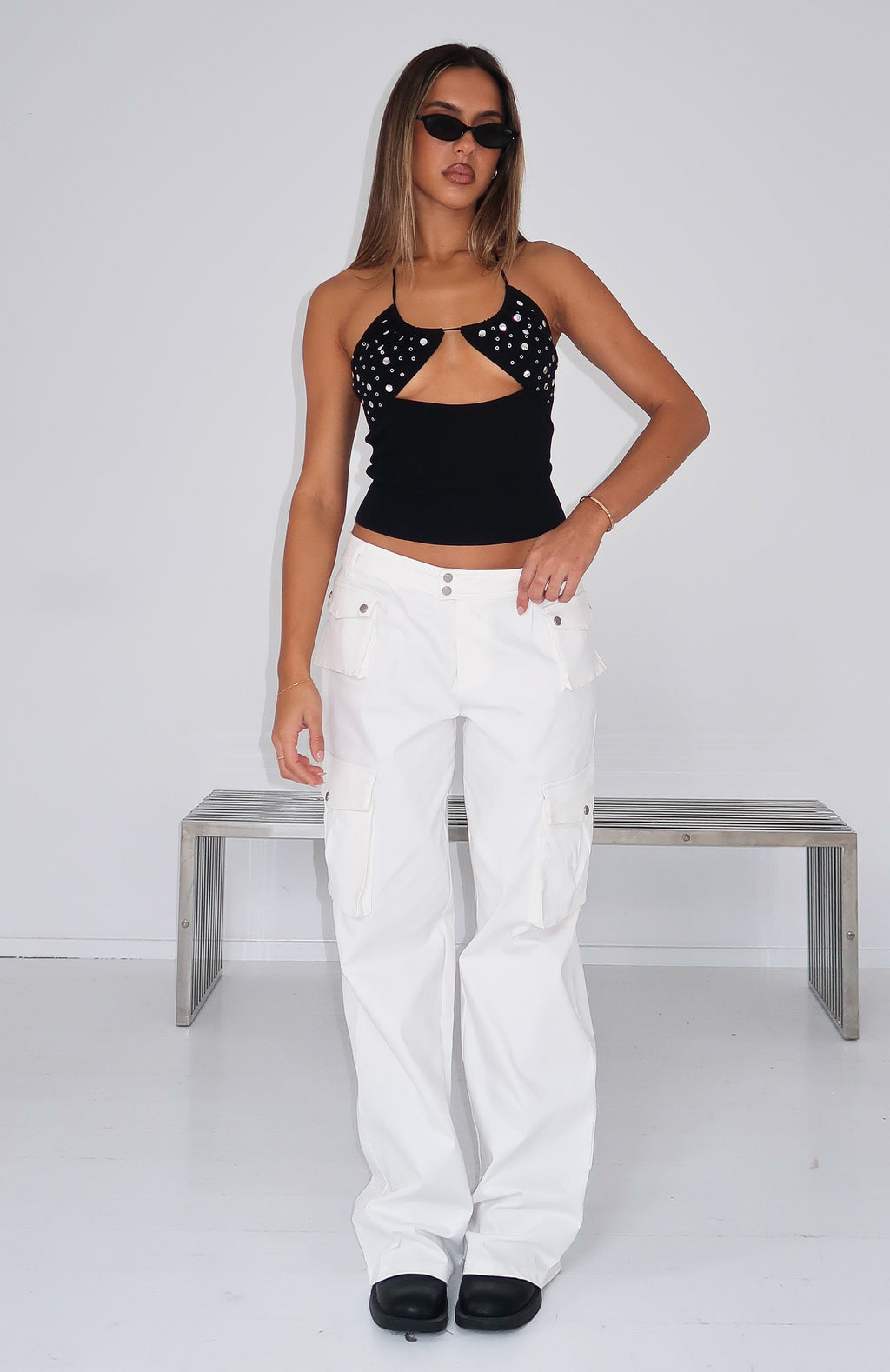 Can't Compete Cargo Pants Off White